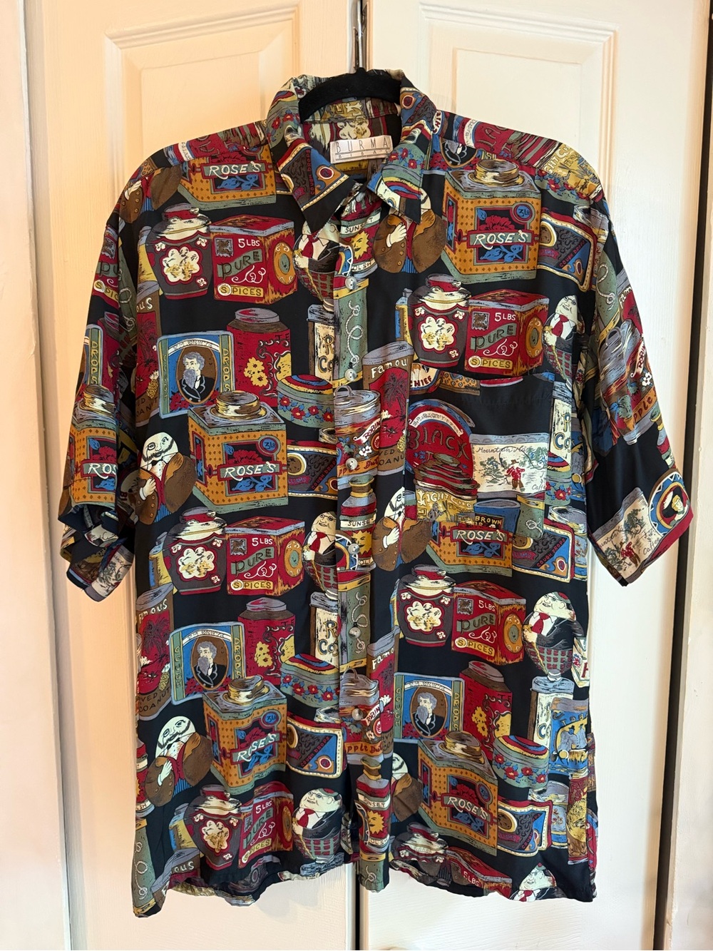 Black Multi-Print Short Sleeve Button-Down Shirt